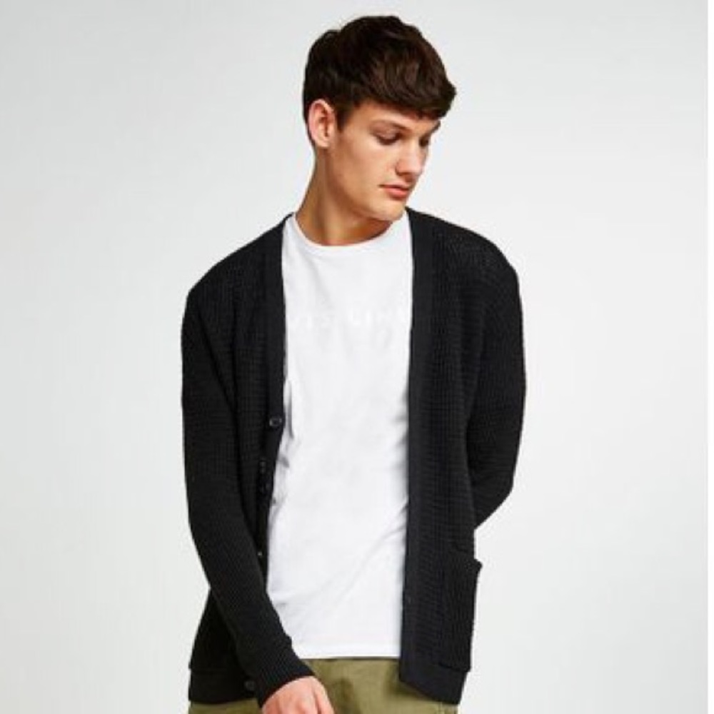 BRAND NEW W/ TAGS Topman Black Textured Cardigan